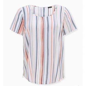 TORRID MULTI STRIPE GAUZE BUTTON BACK BLOUSE